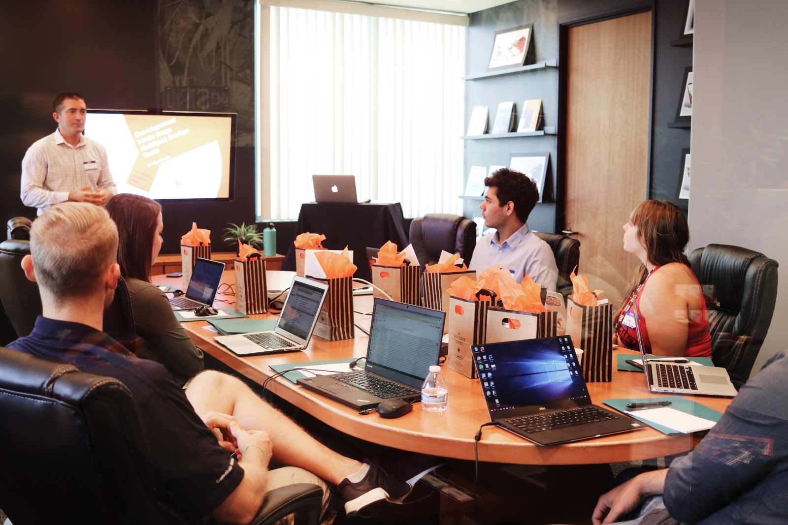 employees meeting at a conference table